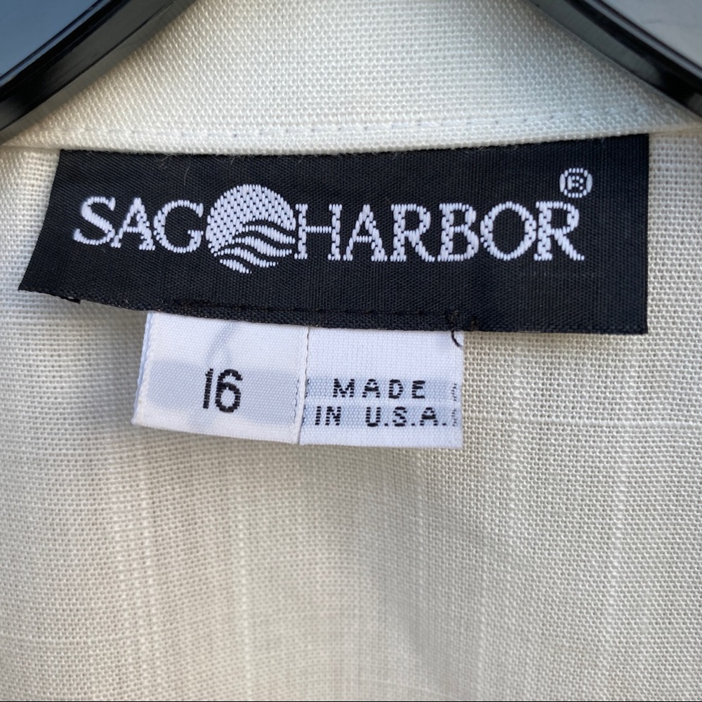 SAG HARBOR vintage white blazer long jacket pockets 1990s 90s Y2K plus size 16 - Picture 4 of 8